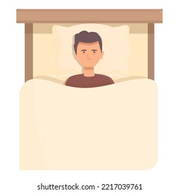 Boy insomnia icon cartoon vector. Sleep disorder. Night stress