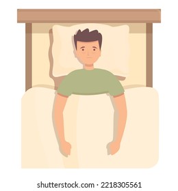 Vector de dibujos animados de iconos de niños insomnio. Dormir en la cama. Sangre de estrés