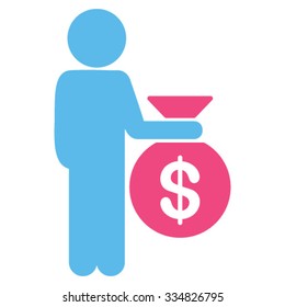 Boy Investor vector icon. Style is bicolor flat symbol, pink and blue colors, rounded angles, white background.