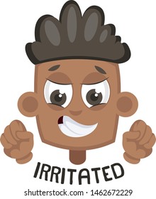 El niño es irritado, ilustración, vector sobre fondo blanco.