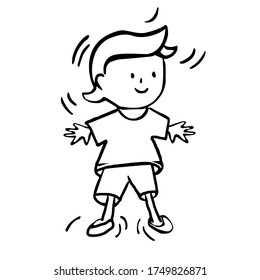 Boy. Isolated icon drawn by hand. Vector illustration of a subject on a white background. Cartoon style. Children's coloring book. Element for scrapbooking, banners, cards, etc.