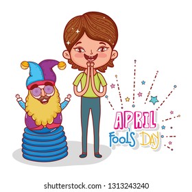 boy with jester to april fools day