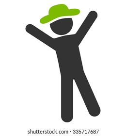 Boy Joy vector icon. Style is bicolor flat symbol, eco green and gray colors, rounded angles, white background.