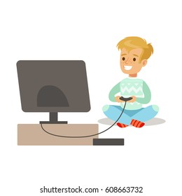 cartoon boy playing video games