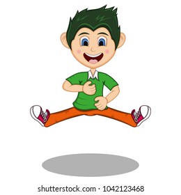 Boy jump cartoon vector illustration