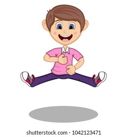 Boy jump cartoon vector illustration