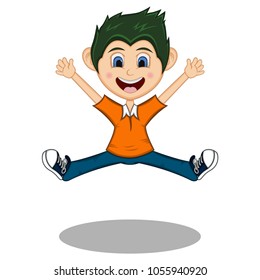 Boy Jump - Dancing Cartoon vector illustration