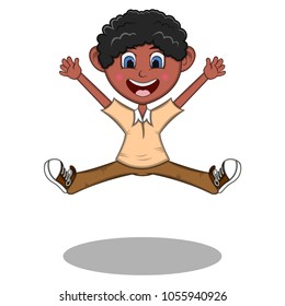Boy Jump - Dancing Cartoon vector illustration