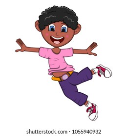 Boy Jump - Dancing Cartoon vector illustration