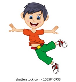 Boy Jump - Dancing Cartoon vector illustration