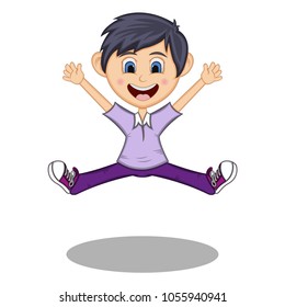 Boy Jump - Dancing Cartoon vector illustration