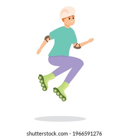 Boy jump rollerblading icon. Cartoon of Boy jump rollerblading vector icon for web design isolated on white background