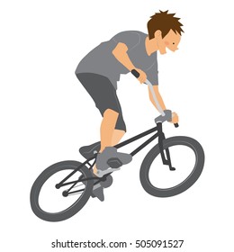 Boy jumping with bmx bike vector