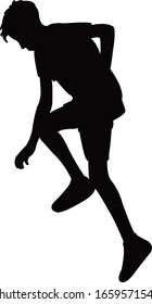 a boy jumping body silhouette vector