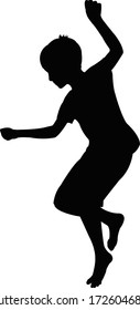 a boy jumping body silhouette vector