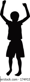 a boy jumping body silhouette vector
