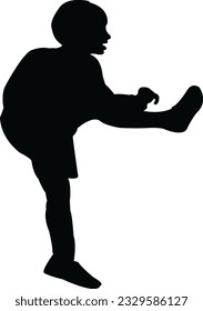 a boy jumping body silhouette vector