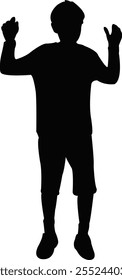 a boy jumping body silhouette vector