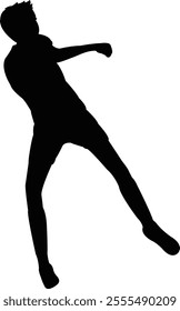 a boy jumping body, silhouette vector