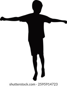 a boy jumping body silhouette vector