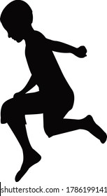 a boy jumping body slhouette vector