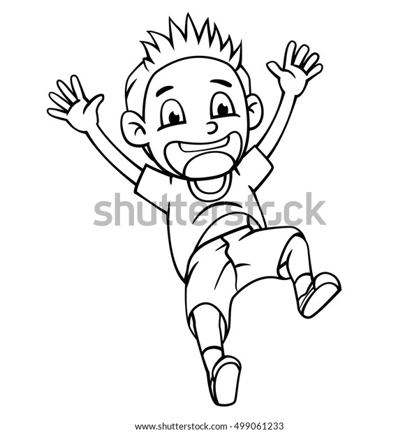 Boy Jumping Cartoon Style Vector Art Stock Vector (Royalty Free) 499061233