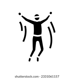 Junge, der eine Glyphsymbol-Vektorgrafik springt. Junge springt Schild. einzelne Symbolillustration