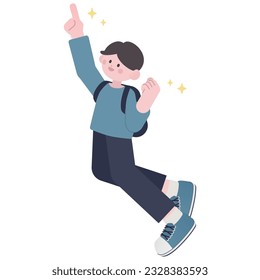 niño saltando hacia arriba ilustración alta