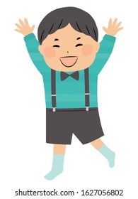 a boy jumping with joy