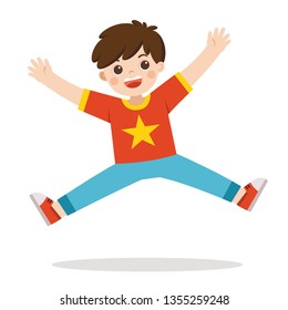 A boy jumping on the background. Vector illustration.