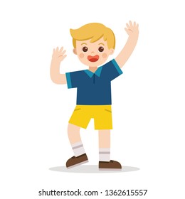 A boy jumping on the background. Vector illustration.