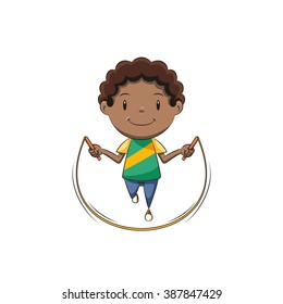 Boy jumping rope, vector illustration