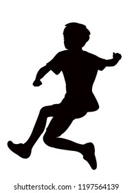 a boy jumping silhouette vector
