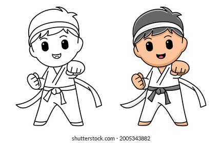 boy karate coloring page for kids