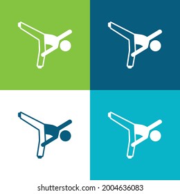Boy Up Kick Flat vier Farbe minimale Icon Set