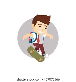 Boy kickflip with skate board
