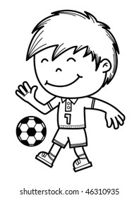 Boy kicking a soccer ball