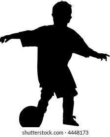 Boy Kicking Soccer Ball Silhouette Stock Vector (Royalty Free) 4448173 ...