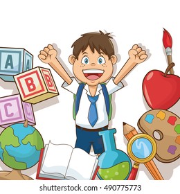 Boy kid of back to school design
