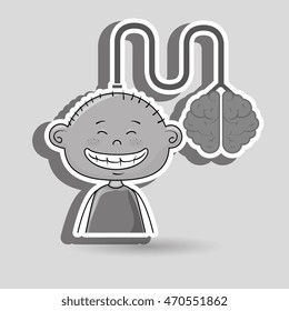 boy kid brain cable idea vector illustration graphic