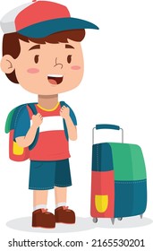 Boy Kid Bring His Backpack Suitcase Stock Vector (Royalty Free ...