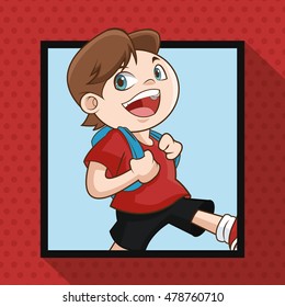boy kid cartoon school design