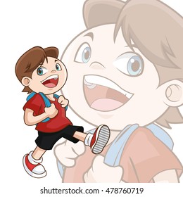 boy kid cartoon school design
