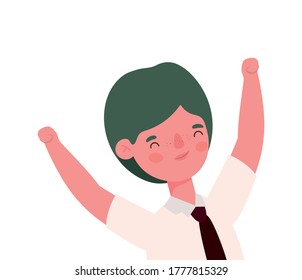 Dibujo de niño con diseño uniforme, Volver a la escuela tema de clase de enseñanza Vector ilustración