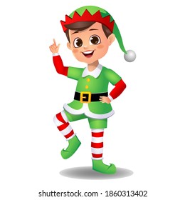 boy kid in elf dress dancing