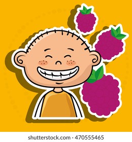 boy kid fruit food vector illustration graphic eps 10