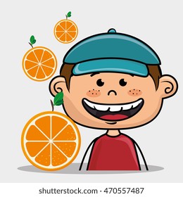 boy kid fruit food vector illustration graphic eps 10