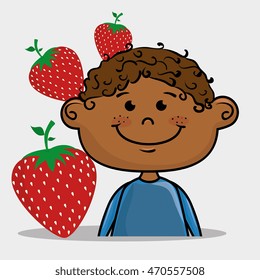 boy kid fruit food vector illustration graphic eps 10