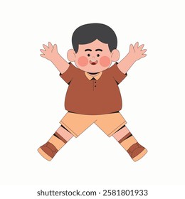 Boy kid jumping cartoon character illustration