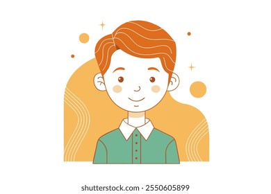 Boy kid with red hair - character young face avatar